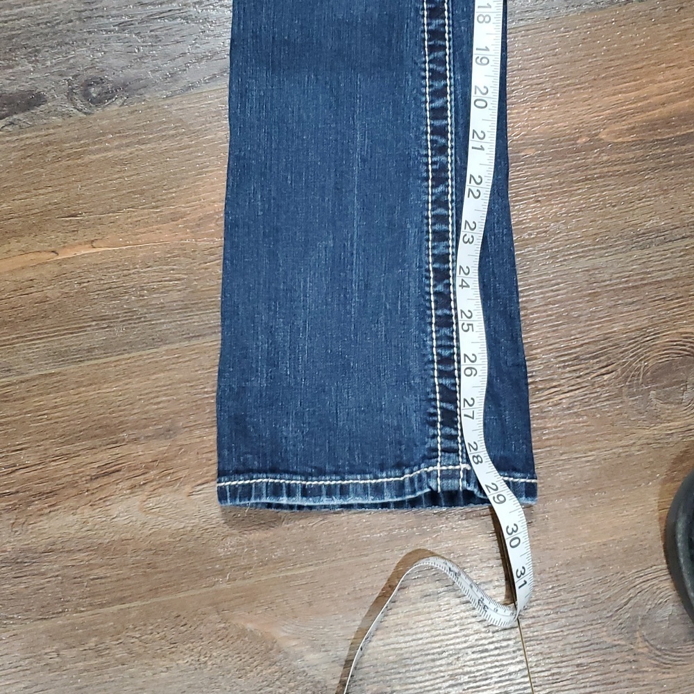 Miss Me Mid Rise Boot Cut Distressed Pocket Flap Embellished Jeans - Picture 2 of 10